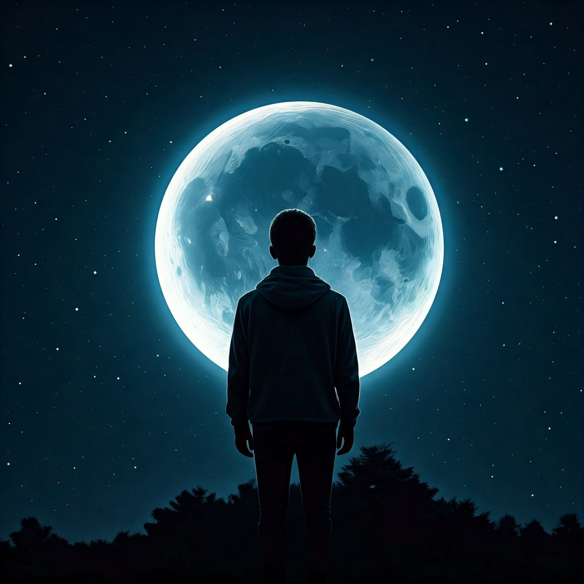 image Moon Night Alone